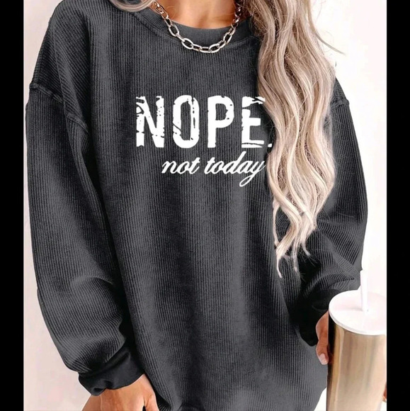 Tops - Women's Round Neck Letter Printed Casual Pullover Long Sleeve Sweatshirt